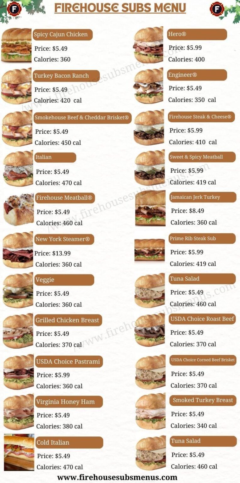 Firehouse Subs Menu With Prices and Pictures [ Updated 2024 ]